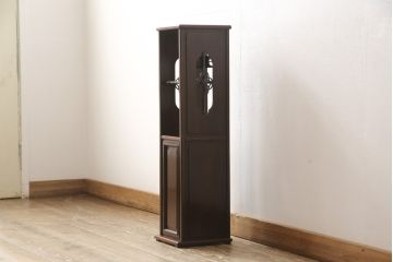 中古　美品　伝統工芸品　大阪唐木指物　総シタン(紫檀)　ちょっとした隙間収納にも便利な飾り棚(定価約60万円)(引き出し、収納棚)(R-056414)