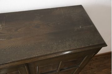 和製アンティーク　栓材　レトロな雰囲気を醸し出す丸脚付きブックケース(本箱、戸棚、収納棚)(R-056418)