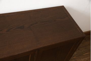 中古　美品　国産高級工芸家具　タモ材　松本民芸風　シンプルで洗練された佇まいの朝鮮棚サイドボード(収納棚、戸棚、キャビネット)(R-056424)