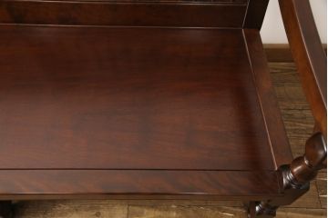中古　美品　松本民芸家具　洋館に似合う佇まいのD型布張り椅子(ベンチ、ソファ、3人掛けソファ)(定価約55万円)(R-056428)