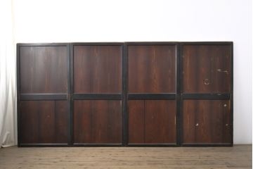 アンティーク建具　明治　シックな和の風情漂う帯戸4枚セット(引き戸、板戸)(R-056457)