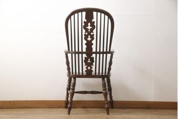 中古　美品　松本民芸家具　#44A型　洋風のクラシカルなデザインが美しいウィンザーチェア(アームチェア、椅子、イス、ウインザーチェア)(定価約18万円)(R-056465)