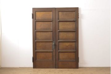 アンティーク建具　迫力のある佇まい!洋館の両開きドア1対(扉、ドア2枚セット)(R-056466)