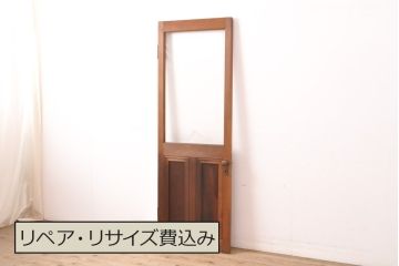 アンティーク建具　大きなガラス窓が付いたノスタルジックな木製ドア1枚(扉)(R-056470)