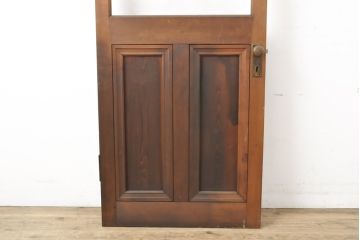 アンティーク建具　大きなガラス窓が付いたノスタルジックな木製ドア1枚(扉)(R-056470)