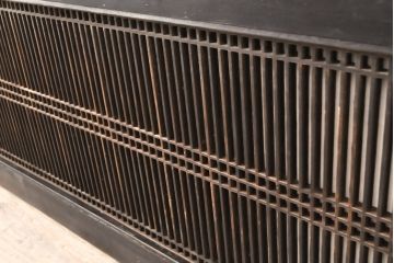 アンティーク建具　整然と並んだ格子が美しい筬欄間1枚(オサランマ、明り取り)(R-056474)