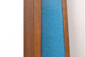 アンティーク建具　大正ロマン　色ガラス入り!フィックスガラス窓2枚セット(欄間、明り取り、はめごろし)(R-056478)