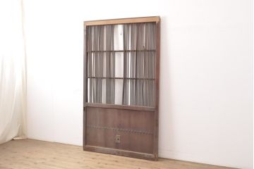 アンティーク建具　総欅材　和風の玄関におすすめ　格子蔵戸1枚(引き戸、玄関戸)(R-056482)