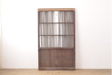 アンティーク建具　総欅材　和風の玄関におすすめ　格子蔵戸1枚(引き戸、玄関戸)(R-056482)