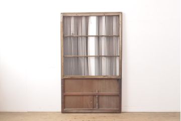 アンティーク建具　総欅材　和風の玄関におすすめ　格子蔵戸1枚(引き戸、玄関戸)(R-056482)