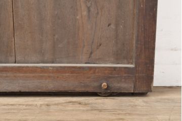 アンティーク建具　総欅材　和風の玄関におすすめ　格子蔵戸1枚(引き戸、玄関戸)(R-056482)