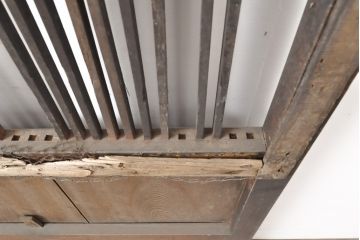 アンティーク建具　総欅材　和風の玄関におすすめ　格子蔵戸1枚(引き戸、玄関戸)(R-056482)