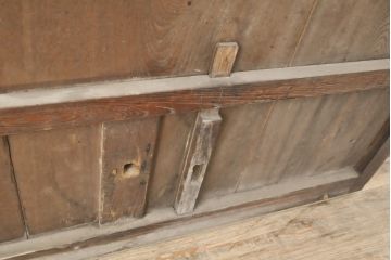アンティーク建具　総欅材　和風の玄関におすすめ　格子蔵戸1枚(引き戸、玄関戸)(R-056482)