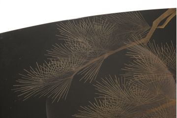 中古　和の趣溢れる月と松の絵が空間を盛り立てる輪島衝立(仕切り、パーテーション、つい立て)(R-056496)