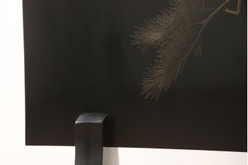 中古　和の趣溢れる月と松の絵が空間を盛り立てる輪島衝立(仕切り、パーテーション、つい立て)(R-056496)