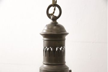 フランスアンティーク　極上品!!　凝ったつくりが魅力的な真鍮製フレームの天井照明(吊り下げ照明、ペンダントライト、シェード)(R-056498)