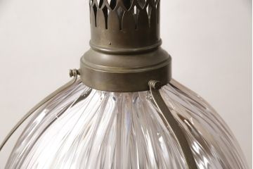 フランスアンティーク　極上品!!　凝ったつくりが魅力的な真鍮製フレームの天井照明(吊り下げ照明、ペンダントライト、シェード)(R-056498)