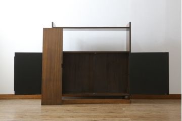ビンテージ　彫刻・漆塗り　高級民芸・工芸家具　和モダンで美しい飾り棚(茶棚、茶箪笥、サイドキャビネット、ヴィンテージ)(R-056505)