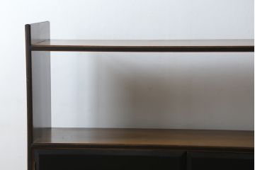 ビンテージ　彫刻・漆塗り　高級民芸・工芸家具　和モダンで美しい飾り棚(茶棚、茶箪笥、サイドキャビネット、ヴィンテージ)(R-056505)