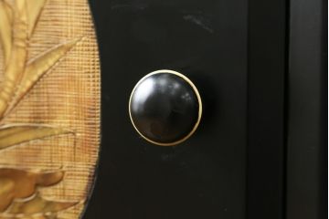 ビンテージ　彫刻・漆塗り　高級民芸・工芸家具　和モダンで美しい飾り棚(茶棚、茶箪笥、サイドキャビネット、ヴィンテージ)(R-056505)