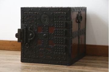 和製アンティーク　明治大正期　堅牢な金具・造りが素晴らしい船箪笥(掛硯型、懸硯型、時代箪笥、和たんす、小物収納、小箪笥)(R-056518)