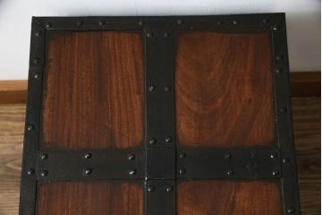 和製アンティーク　明治大正期　堅牢な金具・造りが素晴らしい船箪笥(掛硯型、懸硯型、時代箪笥、和たんす、小物収納、小箪笥)(R-056518)