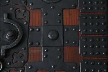 和製アンティーク　明治大正期　堅牢な金具・造りが素晴らしい船箪笥(掛硯型、懸硯型、時代箪笥、和たんす、小物収納、小箪笥)(R-056518)