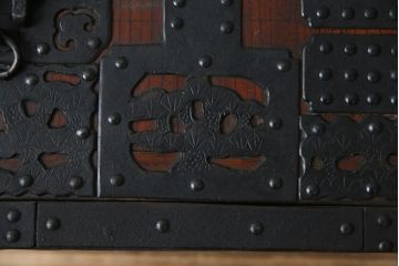 和製アンティーク　明治大正期　堅牢な金具・造りが素晴らしい船箪笥(掛硯型、懸硯型、時代箪笥、和たんす、小物収納、小箪笥)(R-056518)