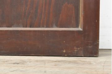 アンティーク建具　ヒノキ材製　大きな格子とレトロな錠前金具が目を引く格子蔵戸1枚(きつね格子、狐格子、引き戸、玄関戸、格子戸、マス目、升目)(R-056520)