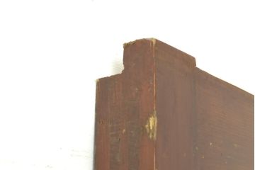 アンティーク建具　ヒノキ材製　大きな格子とレトロな錠前金具が目を引く格子蔵戸1枚(きつね格子、狐格子、引き戸、玄関戸、格子戸、マス目、升目)(R-056520)
