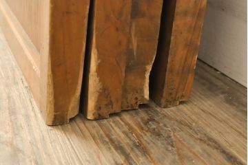 アンティーク建具 裏障子付き 明るい木味の格子戸4枚セット(引き戸、障子戸)(R-056521)