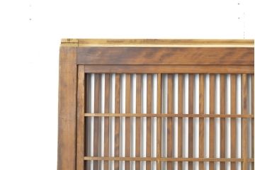 アンティーク建具 裏障子付き 明るい木味の格子戸4枚セット(引き戸、障子戸)(R-056521)