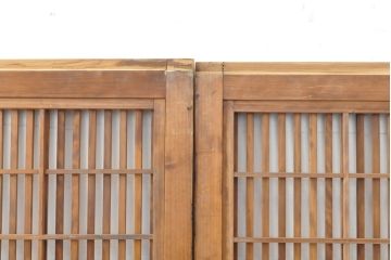 アンティーク建具 裏障子付き 明るい木味の格子戸4枚セット(引き戸、障子戸)(R-056521)
