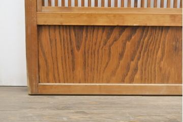 アンティーク建具 裏障子付き 明るい木味の格子戸4枚セット(引き戸、障子戸)(R-056521)