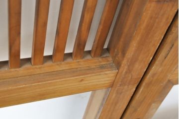 アンティーク建具 裏障子付き 明るい木味の格子戸4枚セット(引き戸、障子戸)(R-056521)