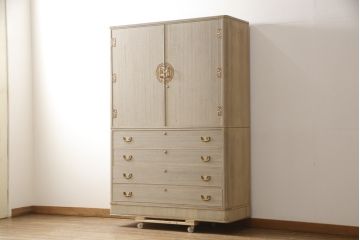 中古　洗練された佇まいが美しい加茂総桐箪笥(胴丸)(定価約160万円)(総桐たんす、引き出し、チェスト、着物箪笥、和タンス)(R-056531)