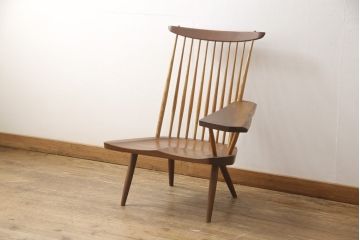 ヴィンテージ　ジョージナカシマ　LOUNGE ARM(ラウンジアーム)　One Arm(ワンアーム、片肘)　CN103　ウォールナット材製!モダンに洗練された左アーム付きラウンジチェア(ジョージ・ナカシマ、イス、椅子、ビンテージ)(R-056539)