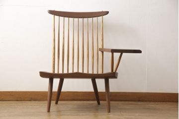 ヴィンテージ　ジョージナカシマ　LOUNGE ARM(ラウンジアーム)　One Arm(ワンアーム、片肘)　CN103　ウォールナット材製!モダンに洗練された左アーム付きラウンジチェア(ジョージ・ナカシマ、イス、椅子、ビンテージ)(R-056539)