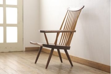 ヴィンテージ　ジョージナカシマ　LOUNGE ARM(ラウンジアーム)　One Arm(ワンアーム、片肘)　CN103　ウォールナット材製!モダンに洗練された左アーム付きラウンジチェア(ジョージ・ナカシマ、イス、椅子、ビンテージ)(R-056539)