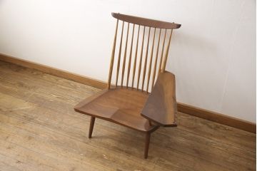 ヴィンテージ　ジョージナカシマ　LOUNGE ARM(ラウンジアーム)　One Arm(ワンアーム、片肘)　CN103　ウォールナット材製!モダンに洗練された左アーム付きラウンジチェア(ジョージ・ナカシマ、イス、椅子、ビンテージ)(R-056539)