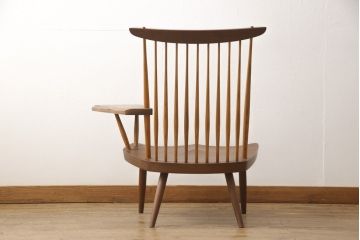 ヴィンテージ　ジョージナカシマ　LOUNGE ARM(ラウンジアーム)　One Arm(ワンアーム、片肘)　CN103　ウォールナット材製!モダンに洗練された左アーム付きラウンジチェア(ジョージ・ナカシマ、イス、椅子、ビンテージ)(R-056539)
