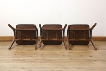 ヴィンテージ家具　秋田木工　曲木家具　NO.202　おしゃれなミッドセンチュリースタイルのスタッキングスツール3脚セット(スツール、椅子、ビンテージ)(R-056554)