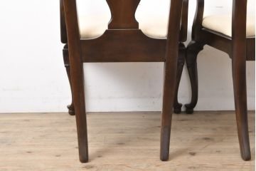 中古　DREXEL HERITAGE(ドレクセルヘリテイジ)　VINTAGE CHERRY(ビンテージチェリー)シリーズの猫脚付きアームチェア2脚セット(ダイニングチェア、椅子、イス)(R-056559)