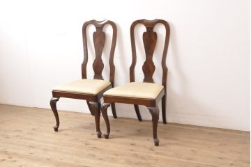 中古　DREXEL HERITAGE(ドレクセルヘリテイジ)　VINTAGE CHERRY(ビンテージチェリー)シリーズの猫脚付きチェア2脚セット(ダイニングチェア、椅子、イス)(R-056560)