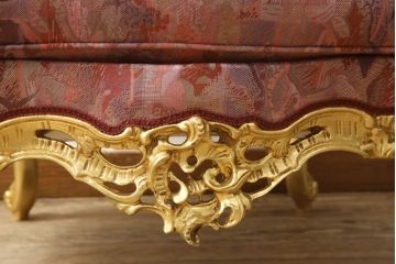 中古　SILIK(シリック)　EOLOシリーズ　ロココ調　ゴールド　エレガントな佇まいが魅力の1人掛けソファ(一人掛けソファ、アームソファ、1P)(定価約80万円)(R-056571)