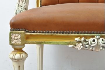 中古　SILIK(シリック)　イタリア高級家具　本革(レザー)の上質なロココ調アームチェア(定価約57万円)(イス、椅子、サロンチェア)(R-056575)