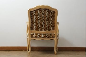 ビンテージ　希少デザイン!　豹柄のファブリックがおしゃれなアームチェア(肘掛け椅子、イス、サロンチェア、ヴィンテージ)(R-056606)