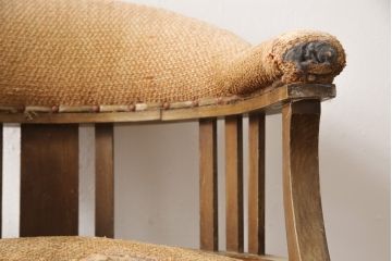 和製アンティーク　大正ロマン　ナラ材製　凝った作りのレトロな回転椅子(ドクターチェア、デスクチェア、イス)(R-056607)