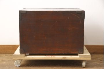 和製アンティーク　江戸明治期　極上!三方欅材製の酒田船箪笥(帳箱、時代箪笥、和たんす、小物収納、小箪笥)(R-056608)
