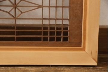 アンティーク建具　松竹梅の彫刻と組子細工入り　和風の欄間2枚セット(明かり取り、明り取り)(R-056614)